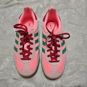 Adidas Gazelle Pink/Green Suede Trainers Size US 6.5 JI2713 Women Sneakers Sport